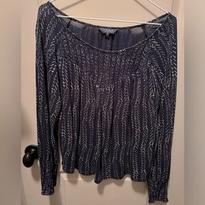 Lucky Brand long sleeve navy top. Size small.